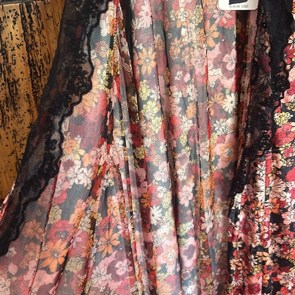 NWT Free People Rare Hideaway Maxi Top Dress Lace Velvet Floral Gothic - Picture 8 of 16